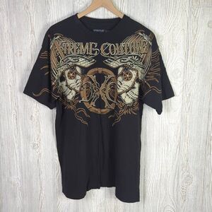 Xtreme Couture Mens 2XL Graphic Print T Shirt Black Short Sleeve 100% Cotton